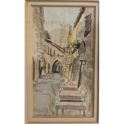 523 - I. LESLEY MAIN
San Gimignano, Italy, watercolour, signed and dated September 1980 with label to vers... 