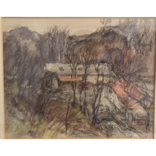 524 - WILLIAM TIMMINS
Farmyard, watercolour, signed with label to verso, 22cm x 27.5cm