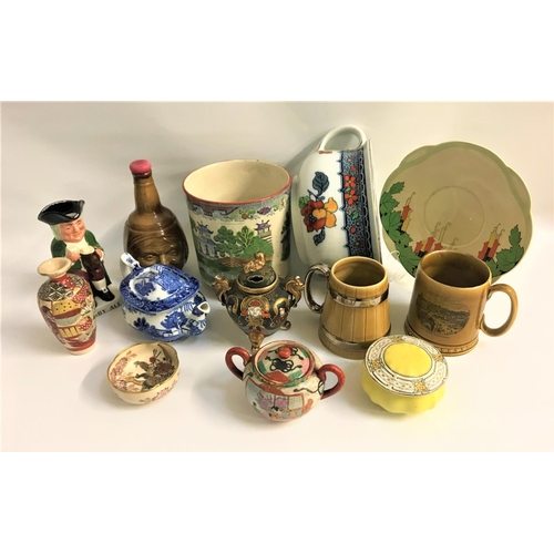 235 - SELECTION OF CERAMICS
including Satsuma vases, some with marks to base, a Royal Doulton plate, a Wad... 