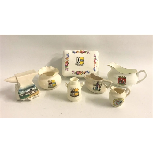 248 - SELECTION OF CRESTED CHINA
with examples from Goss, Florentine and Rosina including a Girvan sauce b... 