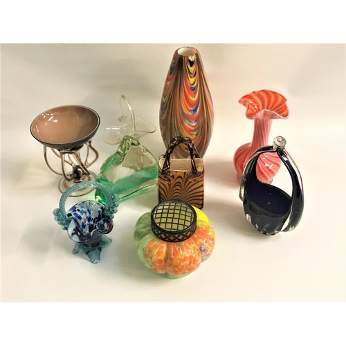 290 - INTERSTING SELECTION OF GLASSWARE
including a colourful Murano striped glass elliptical vase, 31cm h... 