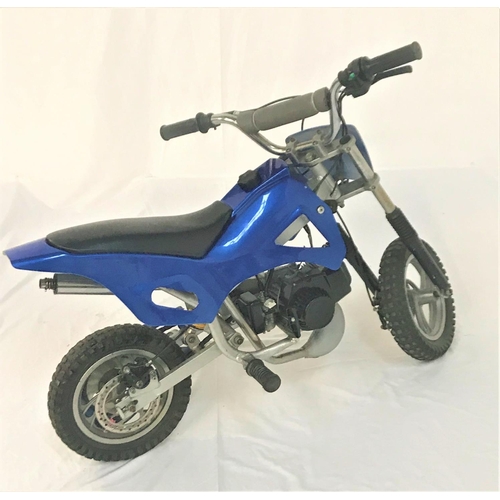 447 - CHILD'S MOTORBIKE
with a petrol pull start engine, front and rear suspension and front and rear disc... 