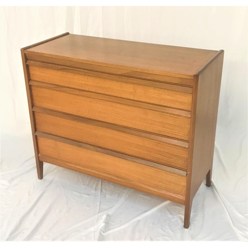 535 - YOUNGER TEAK CHEST
with an oblong top above four graduated drawers, each with a shaped handle, stand... 