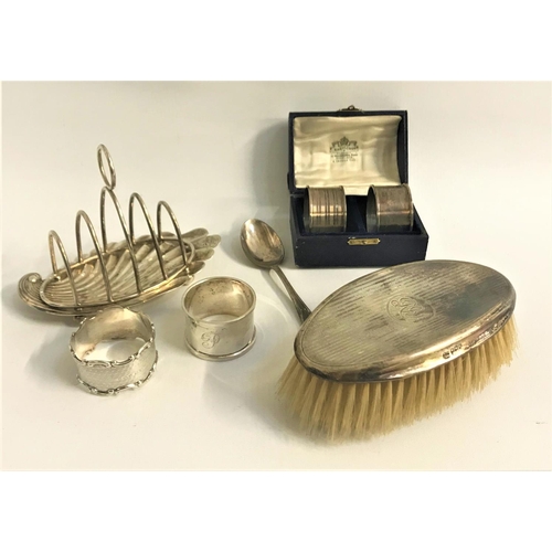 203 - GEORGE V GENTLEMANS HAIR BRUSH
monogrammed RRP, Sheffield 1918, Victorian toast rack on a shell shap... 