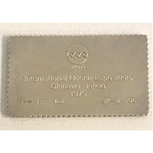 212 - ENAMEL DECORATED SILVER STAMP
produced for the International Ocean Exposition, Okinawa, Japan in 197... 