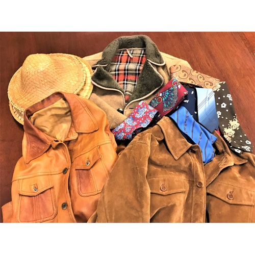 402A - WALLACE SACK LONDON JACKET
together with a brown leather jacket, ladies wool jacket, selection of ti... 