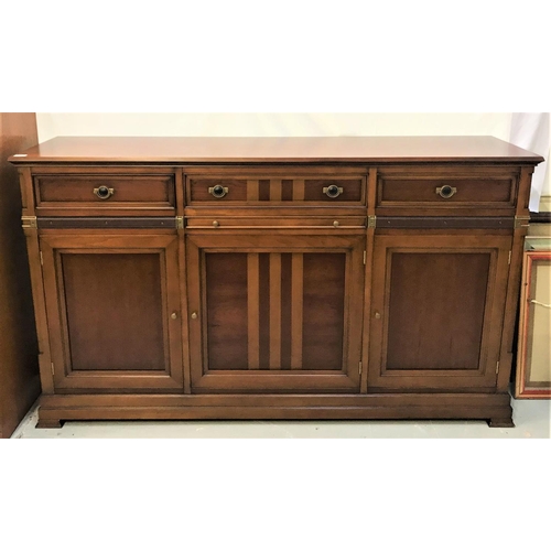 548 - JOHN DICK & SON CHERRY SIDE CABINET
with a moulded and crossbanded top above three paneled frieze dr... 