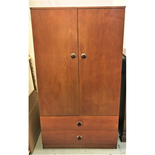 555 - AVALON TEAK WARDROBE
with a pair of doors above two drawers, standing on a plinth base, 153cm high