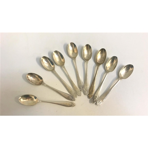 216 - SET OF NINE GEORGE V SILVER TEASPOONS
hallmarked for Sheffield 1924, maker James Deakin & Sons, tota... 