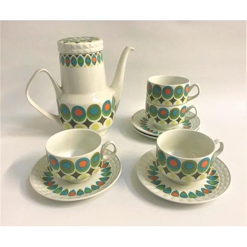 270 - RETRO PONTESA COFFEE SERVICE - THE YOUNG RANGE
decorated with a white ground with a green geometric ... 