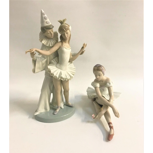 277 - TWO LLADRO FIGURINES
comprising the ballerina, 14cm high and the clown and the dancer, 26cm high (2)