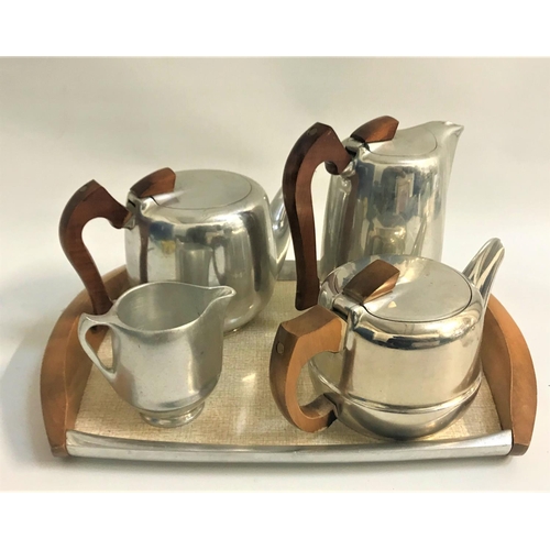 359 - PICQUOT WARE TEA SERVICE
comprising tea pot, hot water jug, coffee pot, milk jug and tray