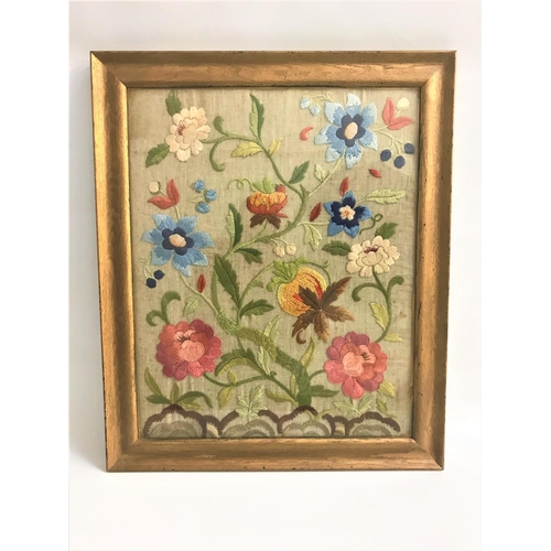 372 - 1950s NEEDLE WORK PICTURE
depicting flowers and leaves, 52.5cm x 42.5cm