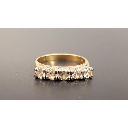 103 - DIAMOND FIVE STONE RING
the diamonds totaling approximately 0.75cts, on eighteen carat gold shank, r... 