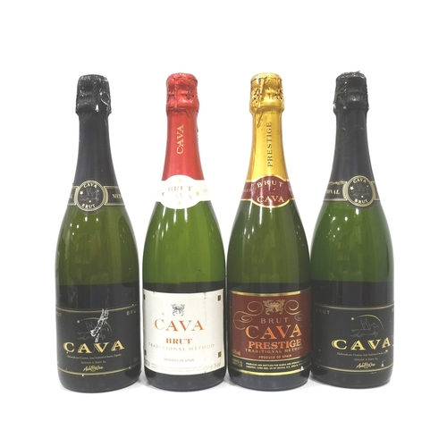 695 - SELECTION OF FOUR BOTTLES OF CAVA
comprising: one M&S Cava Prestige Brut (75cl/ 11.5% abv); one M&S ... 