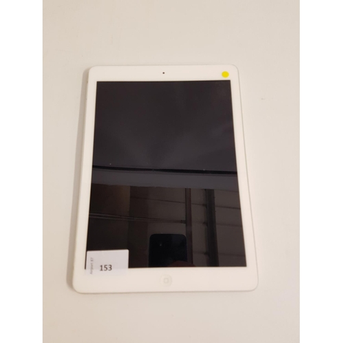 153 - APPLE IPAD AIR (WIFI) 128GB - MODEL A1474
s/n - DMPLX4RCFK17, NOT iCloud protected. Note: It is the ... 