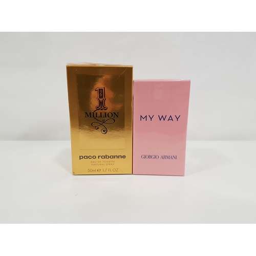 100 - TWO NEW AND UNUSED PERFUMES
comprising Giogio Armani My Way Eau de Parfum (50ml); and Paco Rabanne M... 