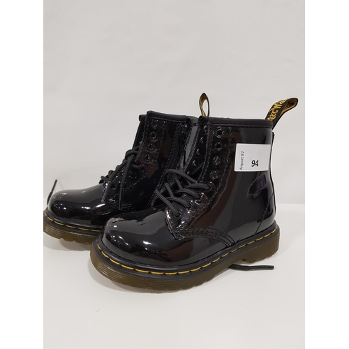 94 - DR MARTENS INFANT 1460 PATENT LEATHER ANKLE BOOTS
size 5.5