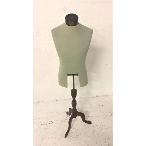 312 - EARLY 20TH CENTURY GENTS TORSO MANNEQUIN
on an adjustable brass column and mahogany tripod base