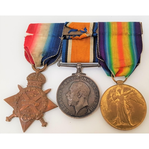 355 - WWI MEDAL TRIO 
named to 911 Pte. A. Laing. Sea. Highers, comprising 1914 Star, British War Medal an... 