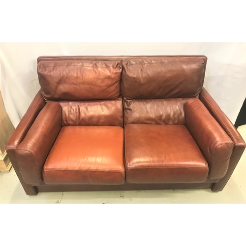 392 - TOBACCO BROWN LEATHER TWO SEAT SOFA
with back, seat and side zip in cushions, 160cm wide