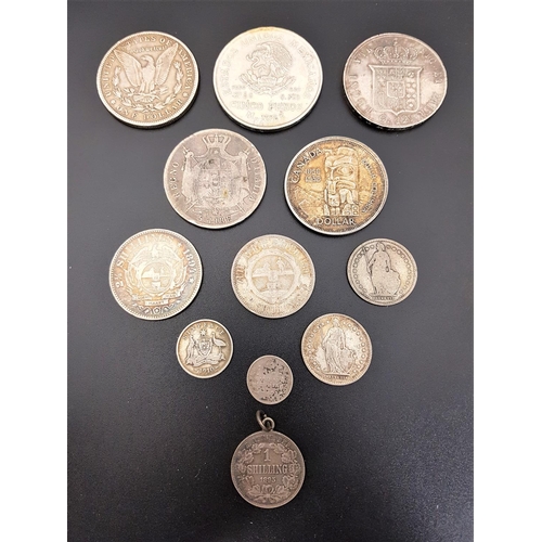 364 - SELECTION OF WORLD SILVER COINS
the silver content ranging from .925 to .720, including an 1894 Sout... 