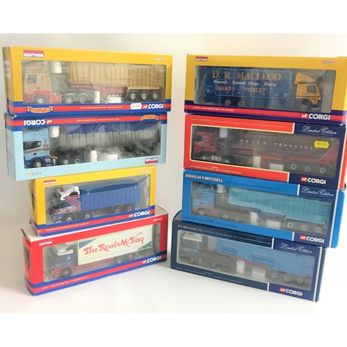 336 - EIGHT CORGI DIE CAST LORRIES
including Ian S. Roger Foden, Yuill & Dodds Ltd. Volvo, J.G. McWilliam ... 