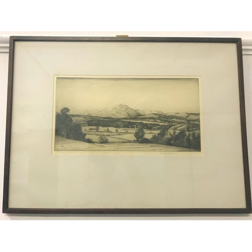 378 - JOHN G. MATHIESON (1857-1929)
The Grampians from the Doune Road, drypoint etching, signed, label to ... 