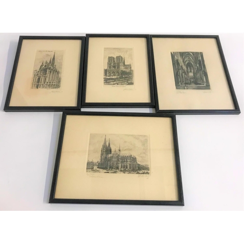 380 - SAULIER
Notre Dame de Paris and Paris La Ste. Chapelle, two prints, signed to mounts, both 13cm x 8c... 