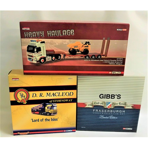 343 - THREE LARGE CORGI DIE CAST VEHICLE SETS
including Gibb's of Fraserburgh with one trailer and three t... 