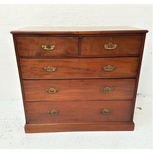 767 - 19th CENTURY MAHOGANY CHEST
with a moulded top above two short and three long drawers, standing on a... 