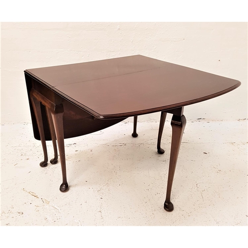 770 - MAHOGANY DINING TABLE 
with a pair of drop flaps, standing on cabriole supports, 99.5cm wide