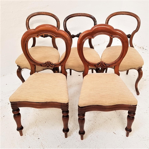 771 - PAIR OF VICTORIAN MAHOGANY DINING CHAIRS
with balloon backs above shaped padded seats, standing on t... 