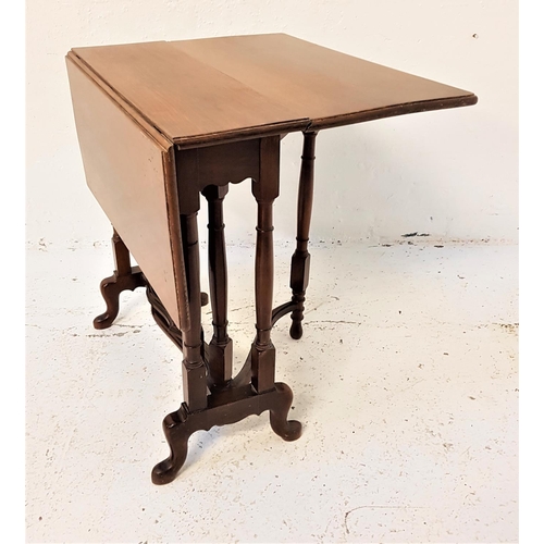 644 - EDWARDIAN MAHOGANY SUTHERLAND TABLE
with gate leg action, standing on turned supports, 70cm wide