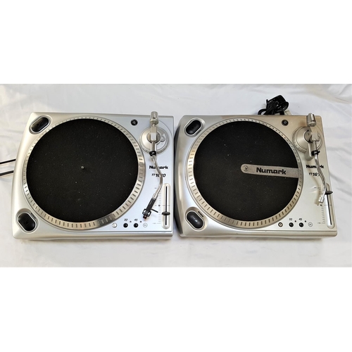 441 - TWO NUMARK TT1610 MANUAL TURNTABLES
in silver, both with tonearm counterweights