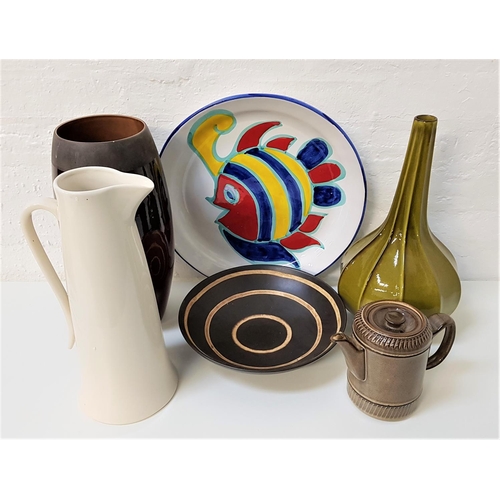 159 - SELECTION OF POTTERY
including a Denby coffee pot, large brown glazed vase, 40cm high, green glaze g... 