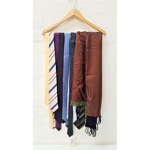 398 - SELECTION OF GENTLEMEN'S TIES AND SCARVES
comprising eight silk and other ties - Mulberry, Pierre Ca... 