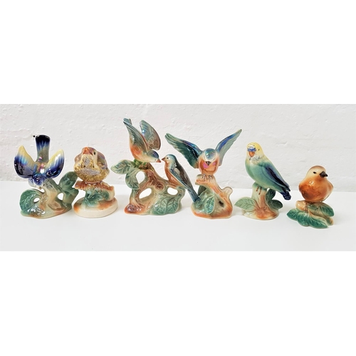 197 - SIX CAMPSIE WARE LUSTRE FIGURINES
including a thrush, robin, blue tit, budgie and other birds (6)