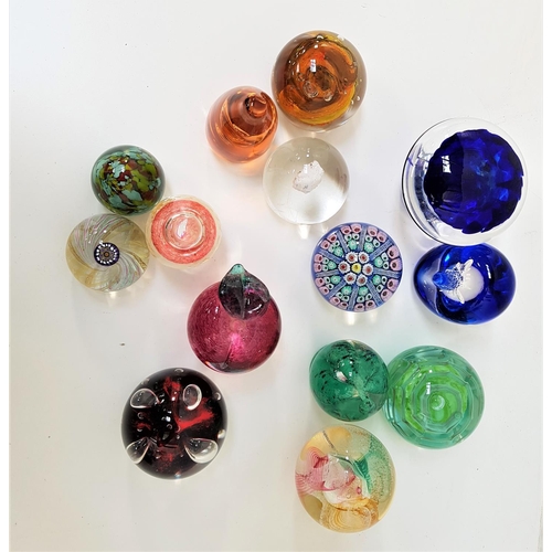 235 - SELECTION OF GLASS PAPERWEIGHTS
of various designs including millefiori, with bubble decoration, one... 