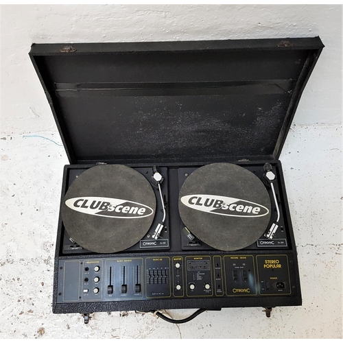452 - VINTAGE CASED CITRONIC DJ DECKS 
containing two Citronic CL 12D turntables with tonearm counterweigh... 