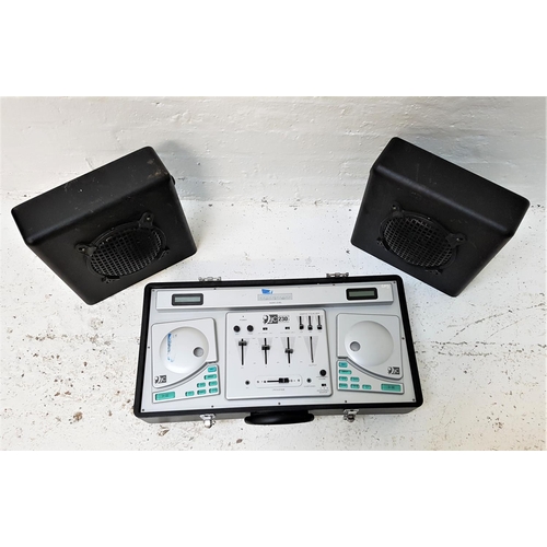 453 - JC230 TWIN CD MIXER DECK
in silver and in case with integrated speakers, 68cm wide