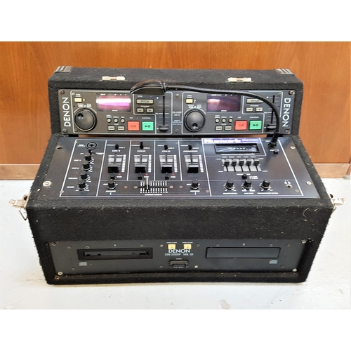 470 - BOXED DJ MIXER AND CD PLAYER
in felt covered box, comprising a Denon DN-2000F MK III double CD playe... 