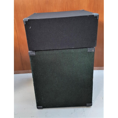 475 - TWO FELT COVERED BOXES FOR DJ EQUIPMENT
one with internal shelves, 61cm x 53cm x 46cm; and the other... 