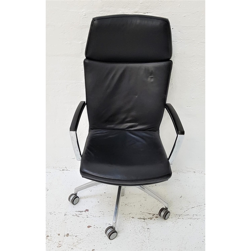 614 - CONNECTION OFFICE ARMCHAIR
in black leather effect, with a high contour back, height adjustable, on ... 