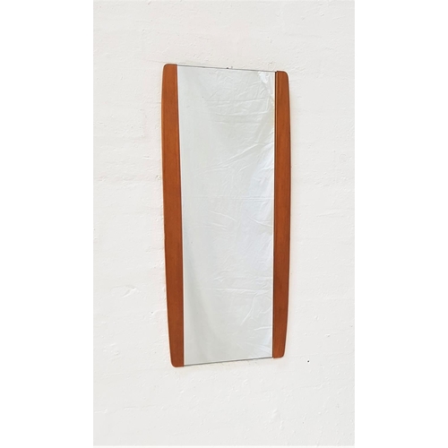 665 - TEAK WALL MIRROR
with a plain plate and teak side panels, 78.5cm high