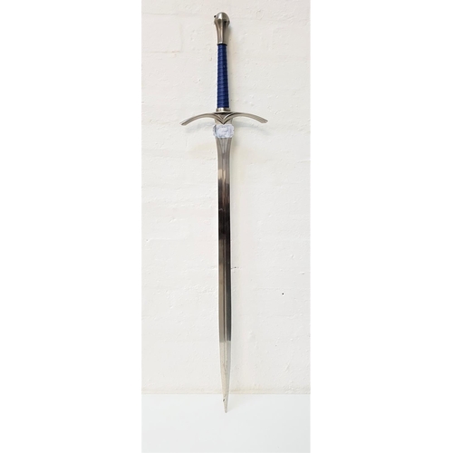 383 - REPRODUCTION CLAYMORE STYLE SWORD
with a polished steel blade with shaped quillons, a textured leath... 