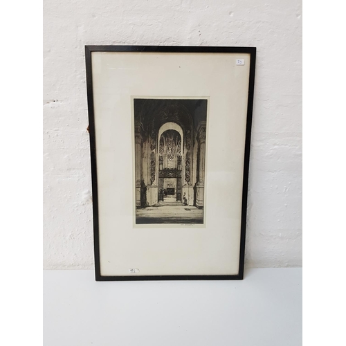 548 - TOM MAXWELL
Church interior, etching, signed to mount in pencil, 32cm x 18cm