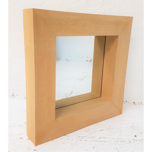 599 - LIGHT OAK SQUARE WALL MIRROR
with an inset square plate, 61cm x 61cm