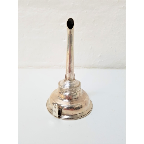 140 - SILVER WINE FUNNEL
probably early 19th century, of two part construction with spout and sieve, the h... 