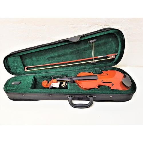 500 - WINDSOR VIOLIN
with a 28cm one piece back and a chin rest, together with a bow and a case